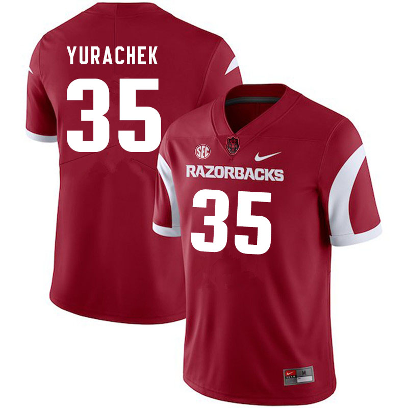 Men #35 Jake Yurachek Arkansas Razorbacks College Football Jerseys Sale-Cardinal